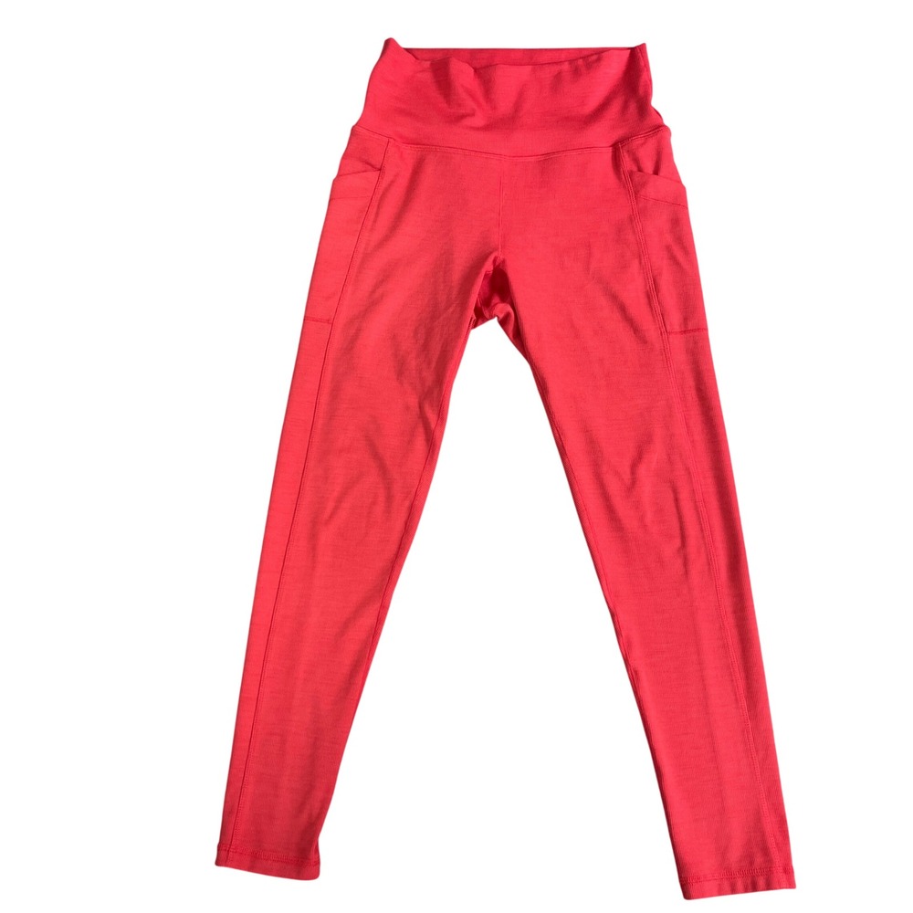 Prana Becksa 7/8 Ribbed Pockets Leggings Womens Medium Carmine Red Yoga Active